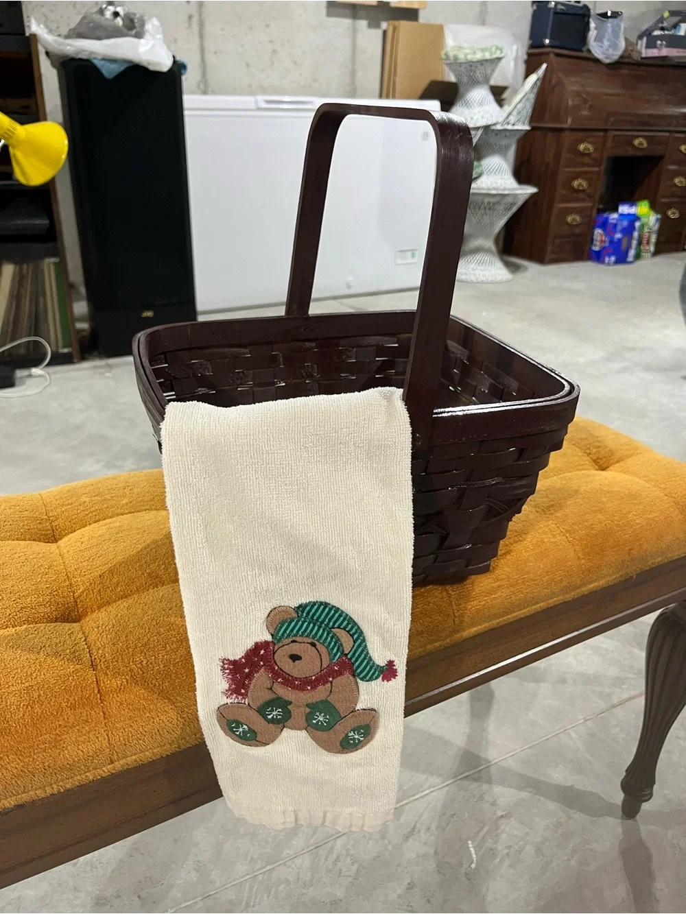 Dark Brown Woven Basket with Handle